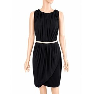 Giambattista Valli Black Silk Blend Draped Cocktail Dress IT 44 Medium Italy
